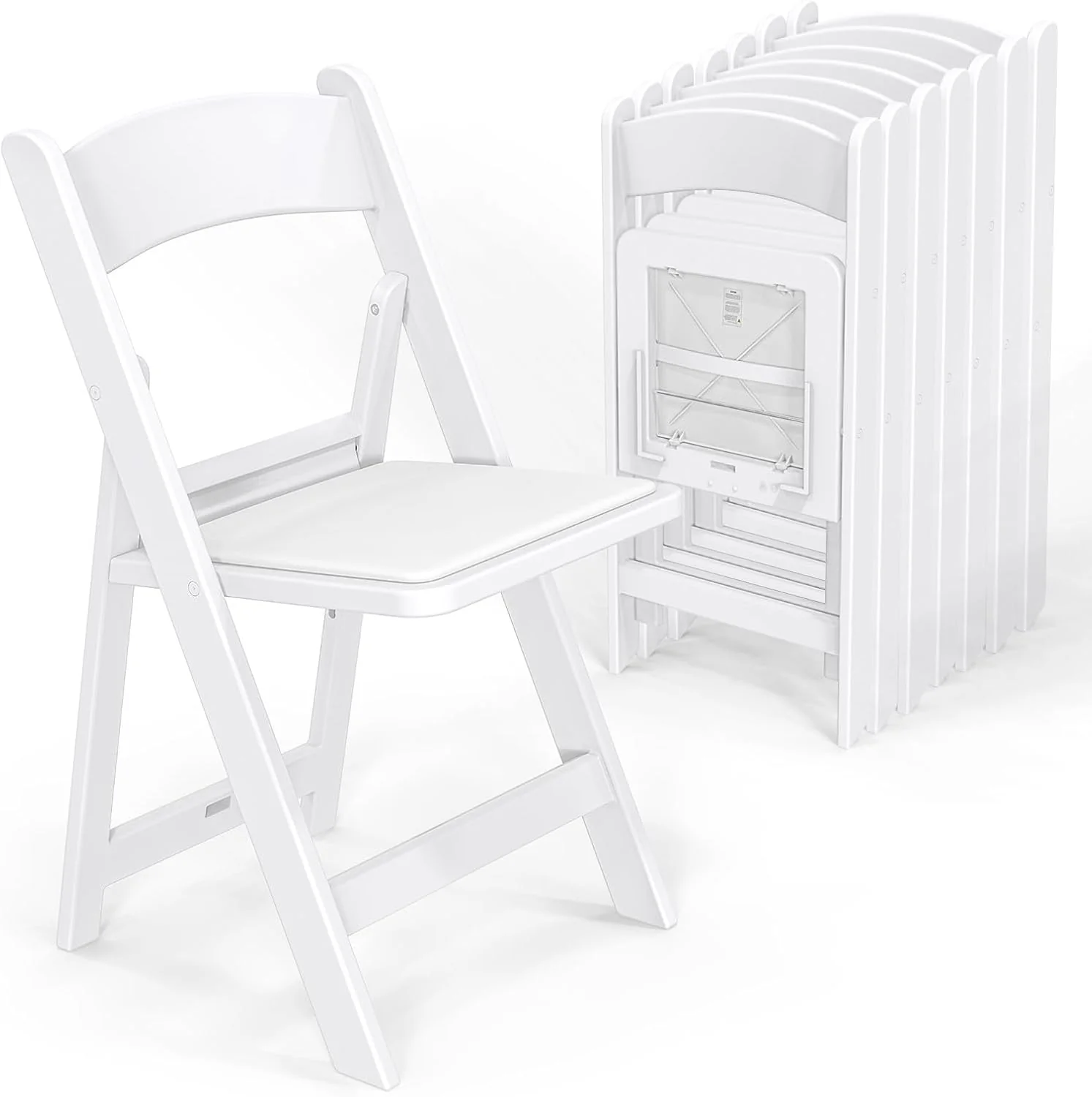 VINGLI Resin Folding Chair with Cushion Foldable Plastic Chair with Comfortable Cushioned Seat
